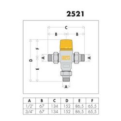 Caleffi Solar-Thermomischer f Eingangstemperaturen b 100 Gr 3/4Z... CALEFFI-252150 8016615151909 (Abb. 1)