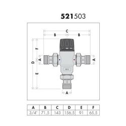 Caleffi Thermomischer MS einstellbar 3/4Z 30Gr - 65Gr... CALEFFI-521503 8016615050332 (Abb. 1)