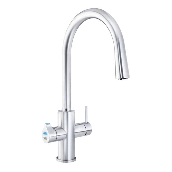 CLAGE Celsius Arc AIO elektronische Allround-Armatur Chrom gebürstet 220mm Rohrschwenkauslauf für Zip HydroTap BCS