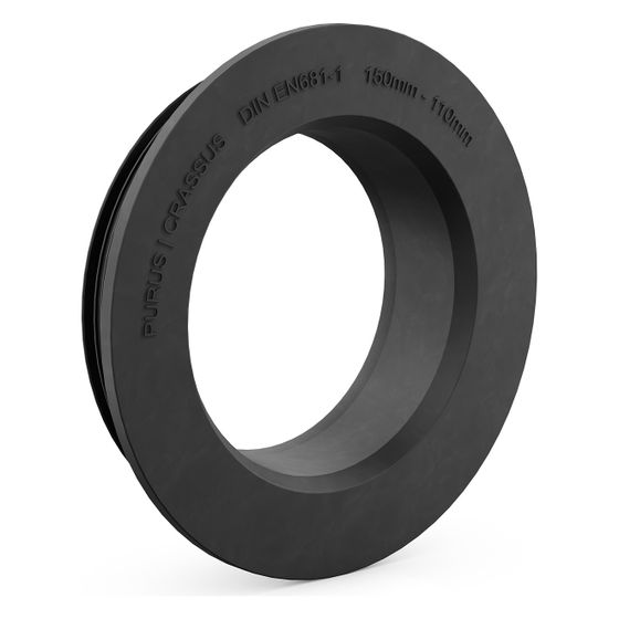 Crassus Gummiadapter CGA 150/110, 150mm auf 110mm, bis 0,5 bar, TPE, Schwarz