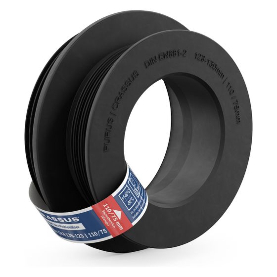 Crassus Kombiadapter CKA 123-130/110/75, 123-130mm auf 110/75mm, bis 0,5 bar, TPE, Schwarz