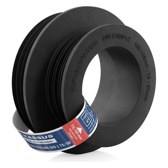 Crassus Kombiadapter CKA 100-105/75/50, 100-105mm auf 75/50mm, bis 0,5 bar, TPE, Schwarz
