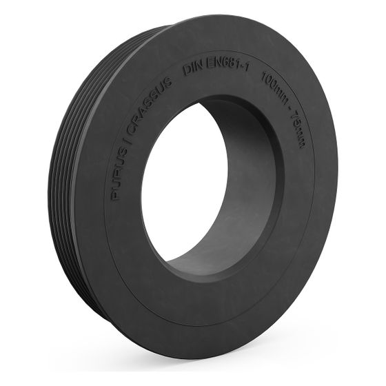 Crassus Gummiadapter CGA 100/75, 100mm auf 75mm, bis 0,5 bar, EPDM, Schwarz