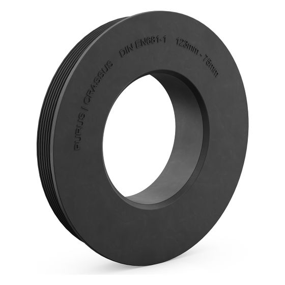 Crassus Gummiadapter CGA 123/75, 123mm auf 75mm, bis 0,5 bar, EPDM, Schwarz