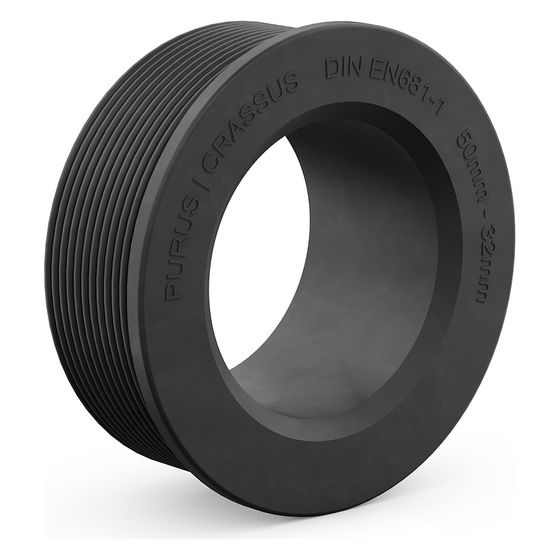 Crassus Gummiadapter CGA 50/32, 50mm auf 32mm, bis 0,5 bar, EPDM, Schwarz