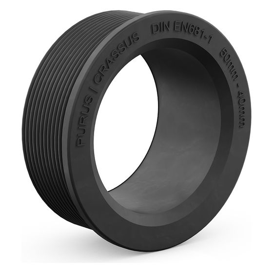 Crassus Gummiadapter CGA 50/40, 50mm auf 40mm, bis 0,5 bar, TPE, Schwarz