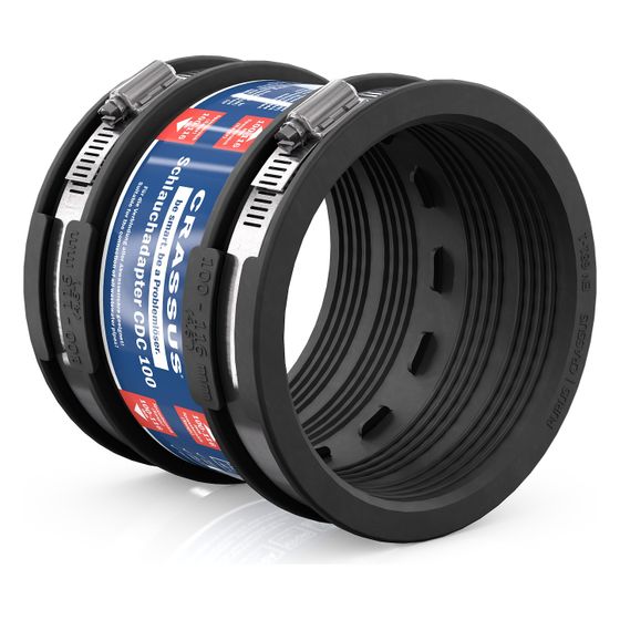 Crassus Schlauchadapter Typ 1 CDC 100, 100-116mm, 0,6 bar, EPDM/V2A, 120mm