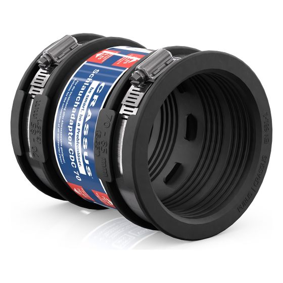 Crassus Schlauchadapter Typ 1 CDC 070, 70-85mm, 0,6 bar, EPDM, V2A, 120mm