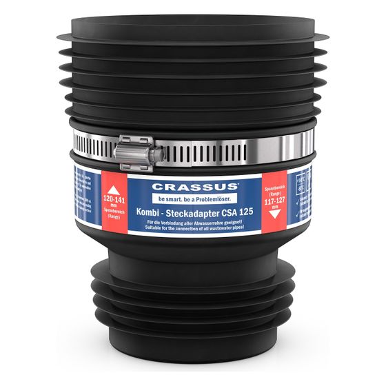 Crassus Steckadapter CSA 125, 120-141mm auf 117-127mm, bis 0,5 bar, EPDM