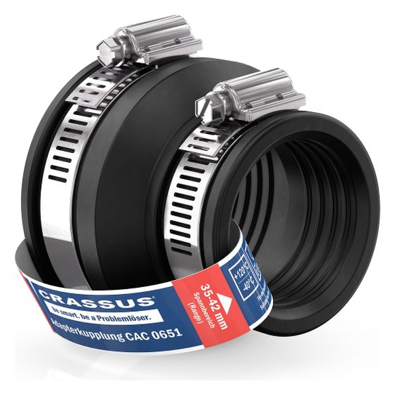 Crassus Adapterkupplung CAC 0651, 50-65mm auf 35-42mm, bis 0,6 bar, EPDM/V2A