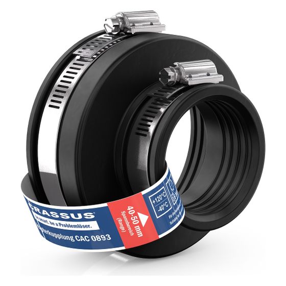 Crassus Adapterkupplung CAC 0893, 75-90mm auf 40-50mm, bis 0,6 bar, EPDM/V2A