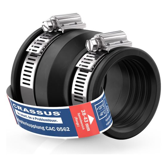 Crassus Adapterkupplung CAC 0562, 48-56mm auf 38-43mm, bis 0,6 bar, EPDM/V2A