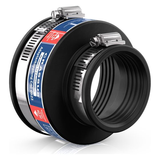 Crassus Adapterkupplung CAC 0923, 82-92mm auf 48-56mm, bis 0,6 bar, 80mm, EPDM/V2A