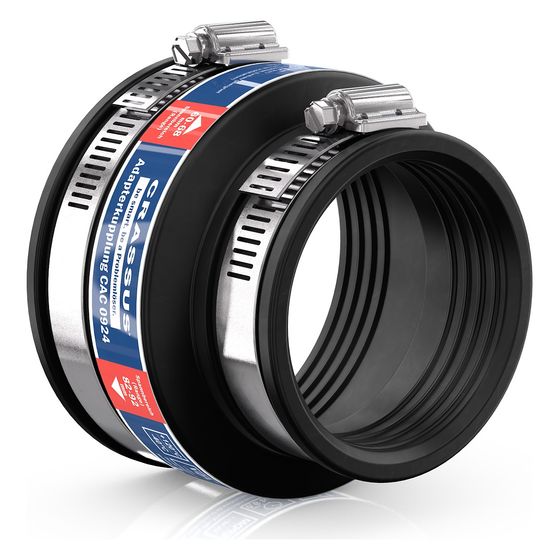 Crassus Adapterkupplung CAC 0924, 82-92mm auf 60-68mm, bis 0,6 bar, 80mm, EPDM/V2A