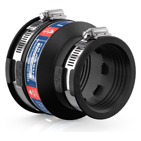 Crassus Adapterkupplung CAC 0894, 75-90mm auf 53-64mm, bis 0,6 bar, EPDM/V2A