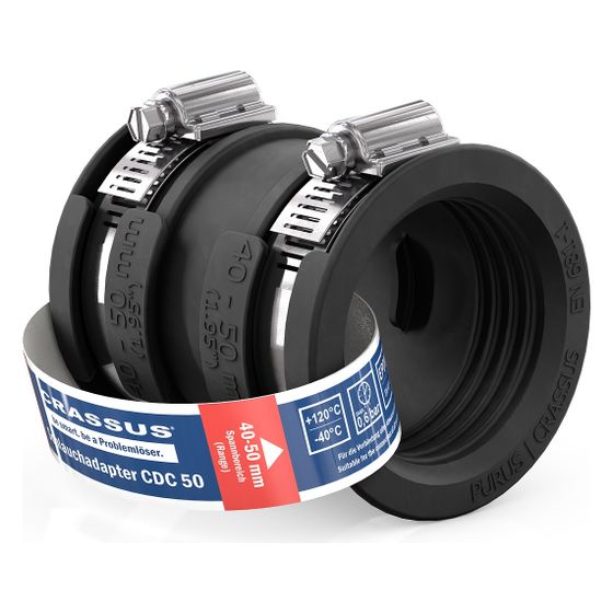 Crassus Schlauchadapter Typ 1 CDC 050, 40-50mm, 0,6 bar, 80mm, EPDM/V2A