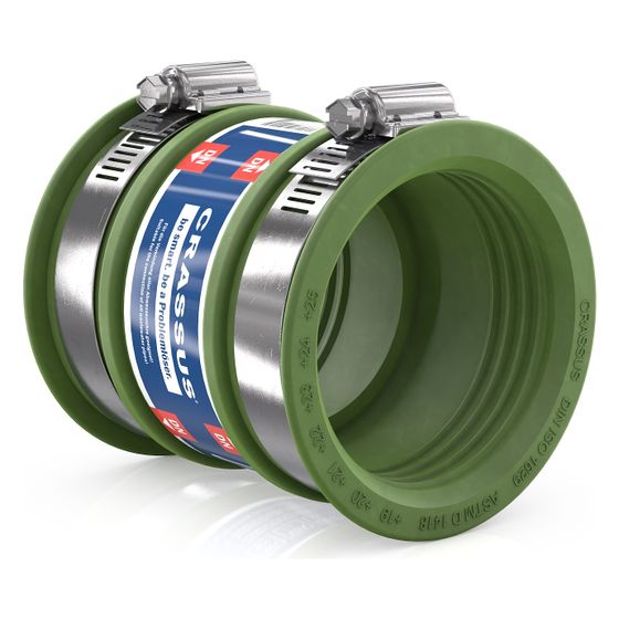 Crassus Schlauchadapter Typ 1 CDC 065 FKM, 50-65mm, 0,6 bar, 90mm, Gummi/V2A