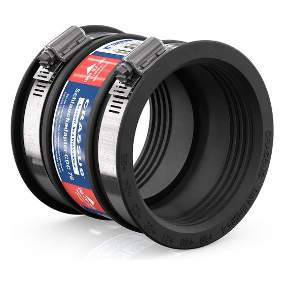 Crassus Schlauchadapter Typ 1 CDC 076, 65-76mm, 0,6 bar, EPDM/V2A, CRA14025