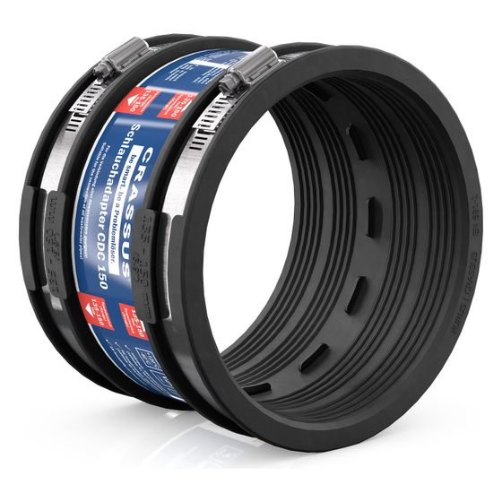 Crassus Schlauchadapter Typ 1 CDC 150, 135-150mm, 0,6 bar, EPDM/V2A, 120mm