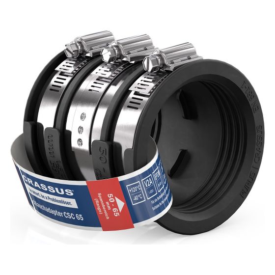 Crassus Schlauchadapter 2B CSC 065, 50-65mm, 2,5 bar, EPDM/V2A, Gummi, CRA14033