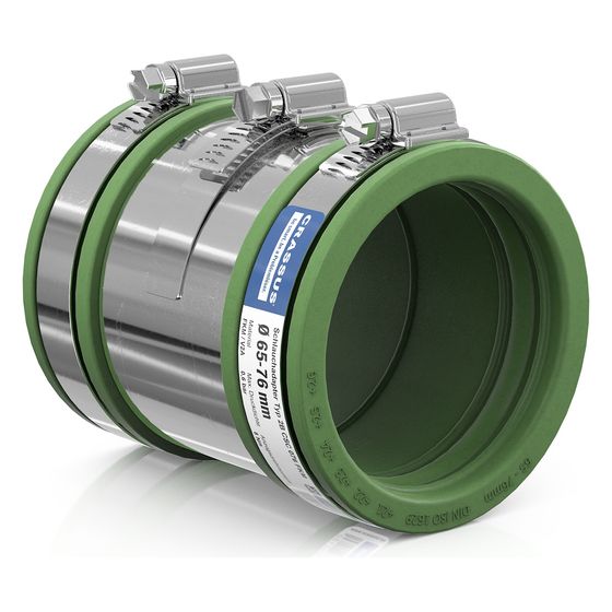 Crassus Schlauchadapter 2B CSC 076 65-76mm, 2,5 bar, FKM/V2A, CRA14034FKM