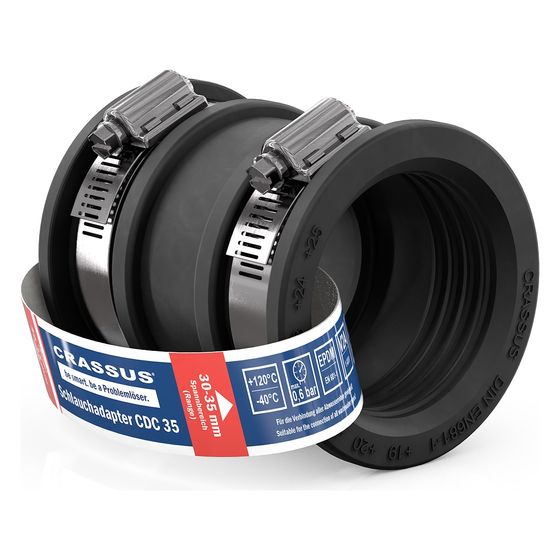 Crassus Schlauchadapter Typ 1 CDC 035, 30-35mm, 0,6 bar, EPDM/V2A, CRA14043