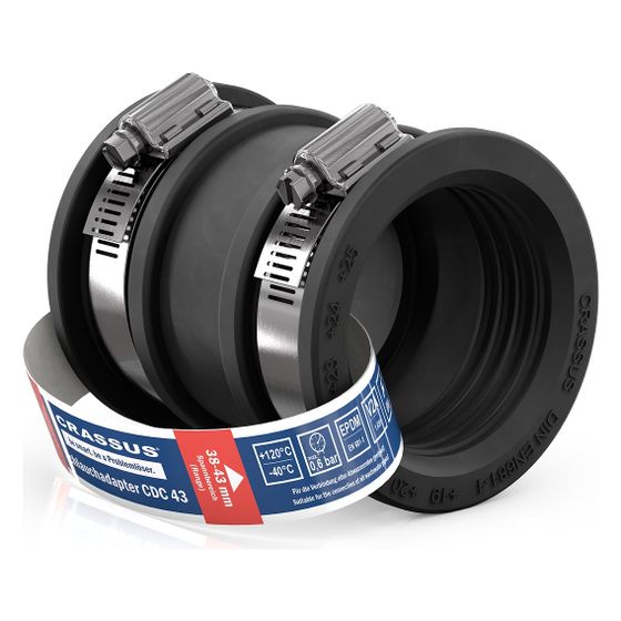 Crassus Schlauchadapter Typ 1 CDC 043, 38-43mm, 0,6 bar, EPDM/V2A, CRA14044
