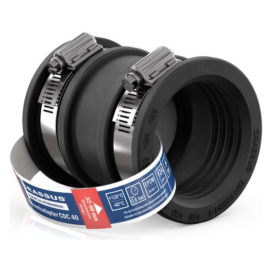 Crassus Schlauchadapter Typ 1 CDC 040, 32-40mm, 0,6 bar, EPDM/V2A, CRA14047