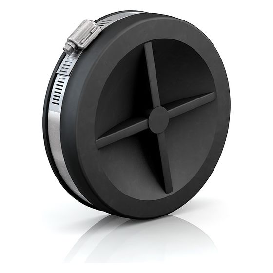 Crassus Endkappe CEC 092, 80-92mm, bis 0,6 bar, 44mm, EPDM/V2A, Schwarz