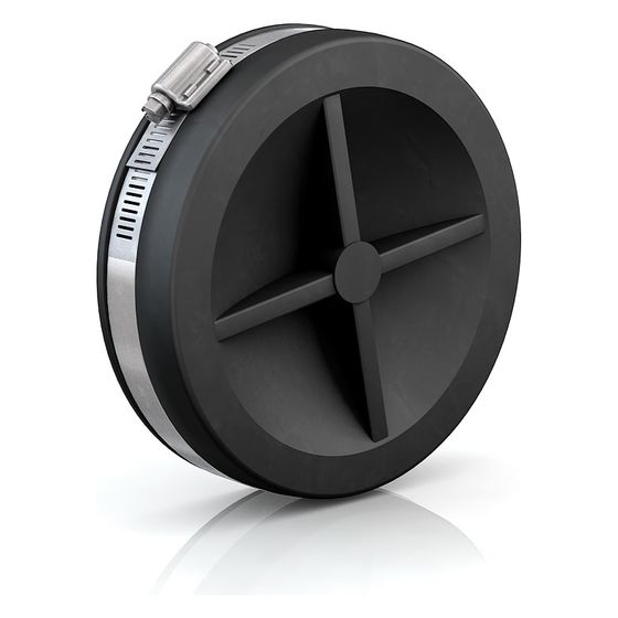 Crassus Endkappe CEC 145, 130-145mm, bis 0,6 bar, 54mm, PVC/V2A, Schwarz