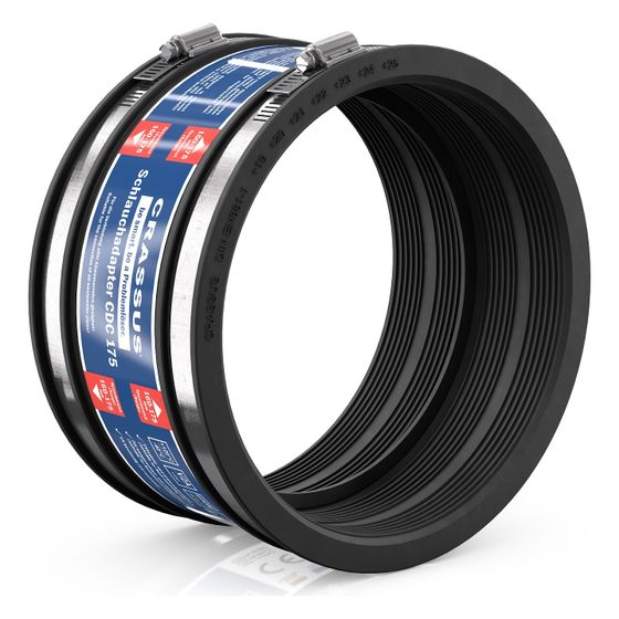Crassus Schlauchadapter Typ 1 CDC 175, 160-175mm, 0,6 bar, 120mm, EPDM/V2A
