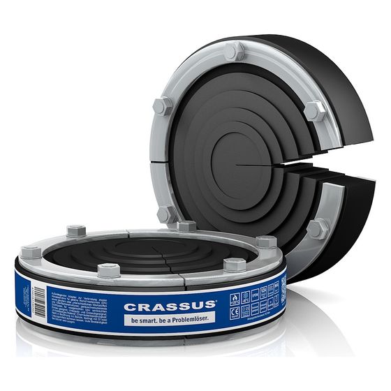 Crassus Pressringdichtung DD-T Universal geteilt, DN 100, AD 18-65mm, 1,5 bar, Dichtung 40mm, EPDM/V2A
