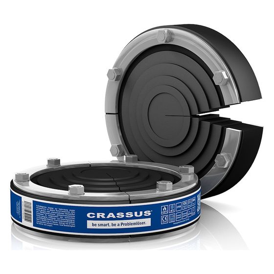 Crassus Pressringdichtung DD-T Universal geteilt, DN 100, AD 18-65mm, 1,5 bar, Dichtung 40mm, EPDM/V4A