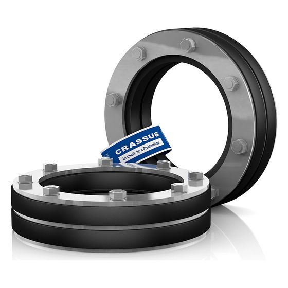 Crassus Pressringdichtung DD-GR gerippte Medien, DN 125, AD 0-100mm, 1 bar, Dichtung 40mm, EPDM, V4A