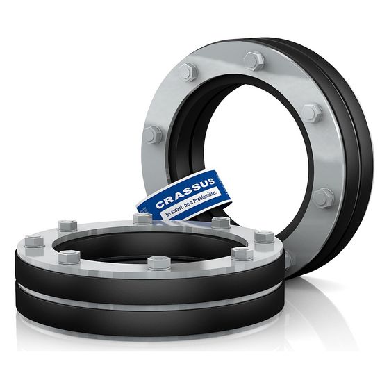 Crassus Pressringdichtung DD-GR gerippte Medien, DN 150, AD 0-125mm, 1 bar, Dichtung 40mm, EPDM, V2A
