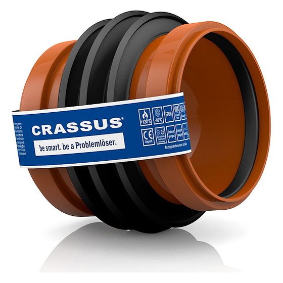 Crassus Wanddurchführung KG Überschiebemuffe rund, DN 200, bis 2,5 bar, 3-Stegdichtung, 120mm, PVC