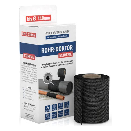 Crassus Rohrreparatur-Set Rohr-Doktor Extreme CPW 100, 75mm, Schwarz, CRA70106