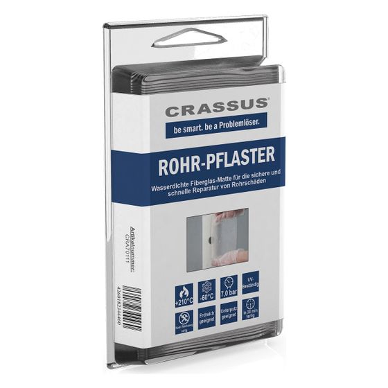 Crassus Rohr-Pflaster CRP 10/15, 100mm, 1mm, Weiß, CRA70111