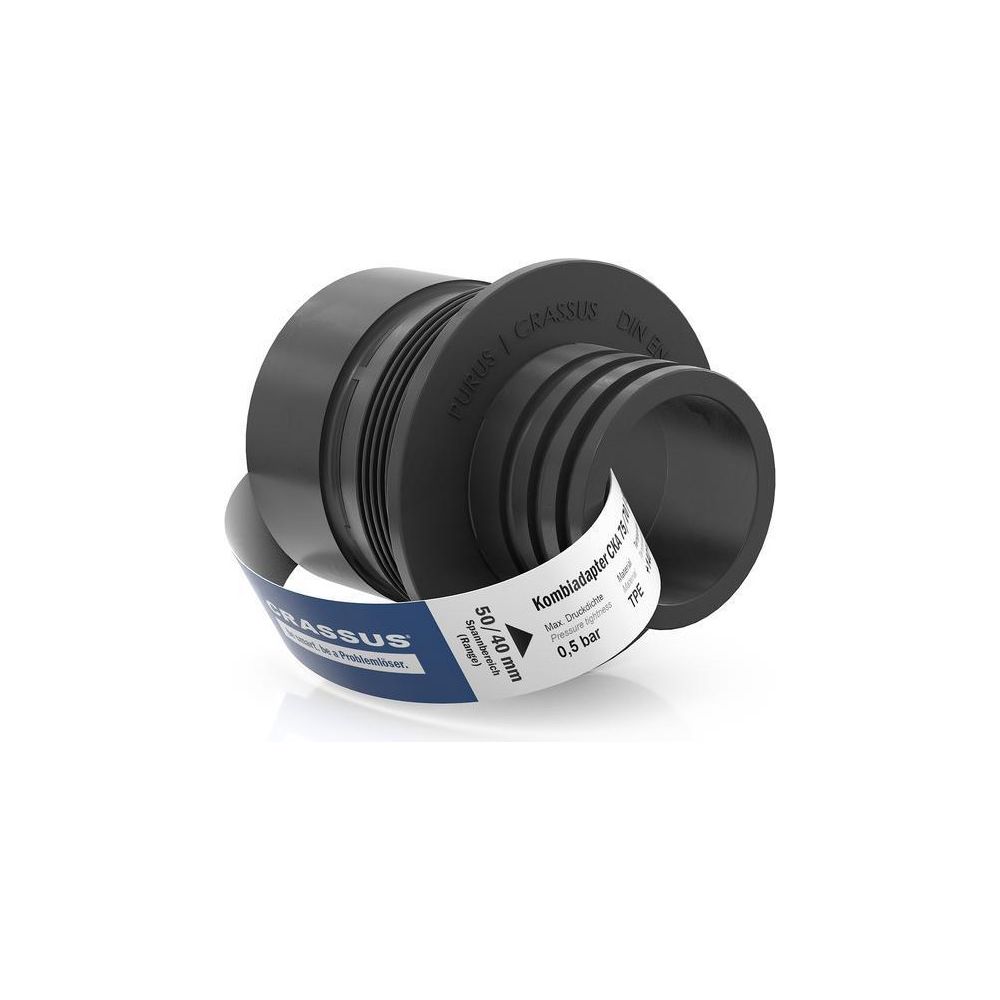 Crassus Kombiadapter CKA 75/70/50/40, 75/70mm auf 50/40mm, bis 0,5 bar, TPE, Schwarz... CRASSUS-CRA10013 4260182340134 (Abb. 2)