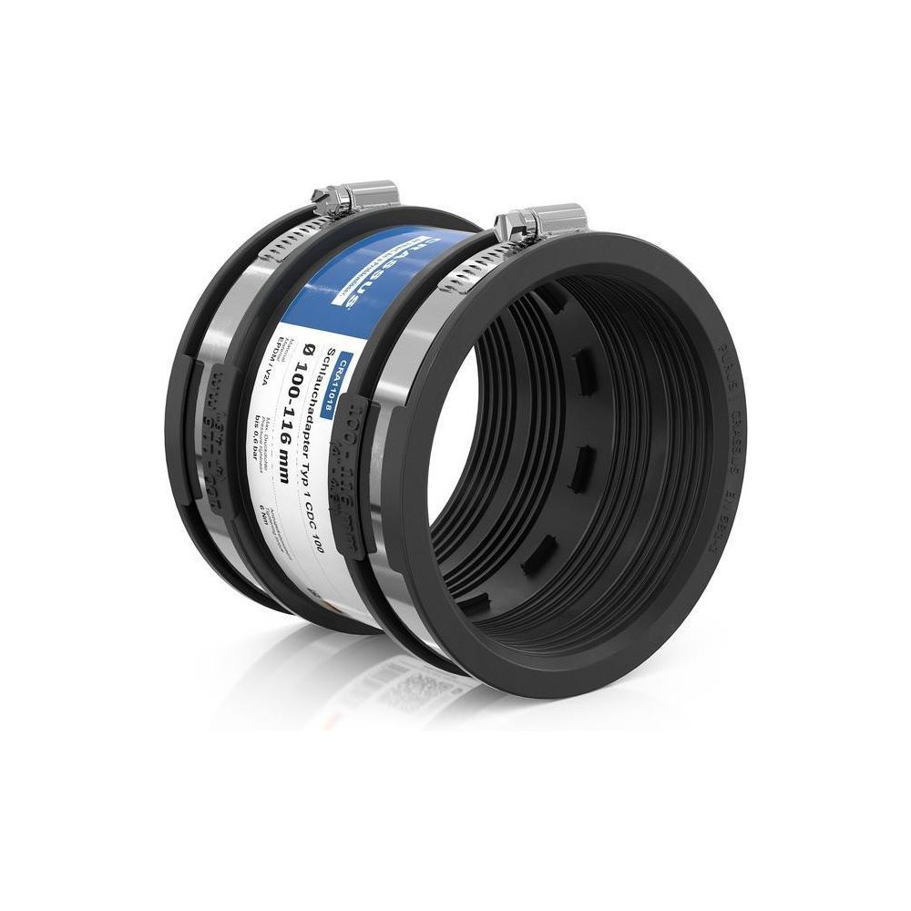 Crassus Schlauchadapter Typ 1 CDC 100, 100-116mm, 0,6 bar, EPDM/V2A, 120mm... CRASSUS-CRA11018 4260182340189 (Abb. 2)