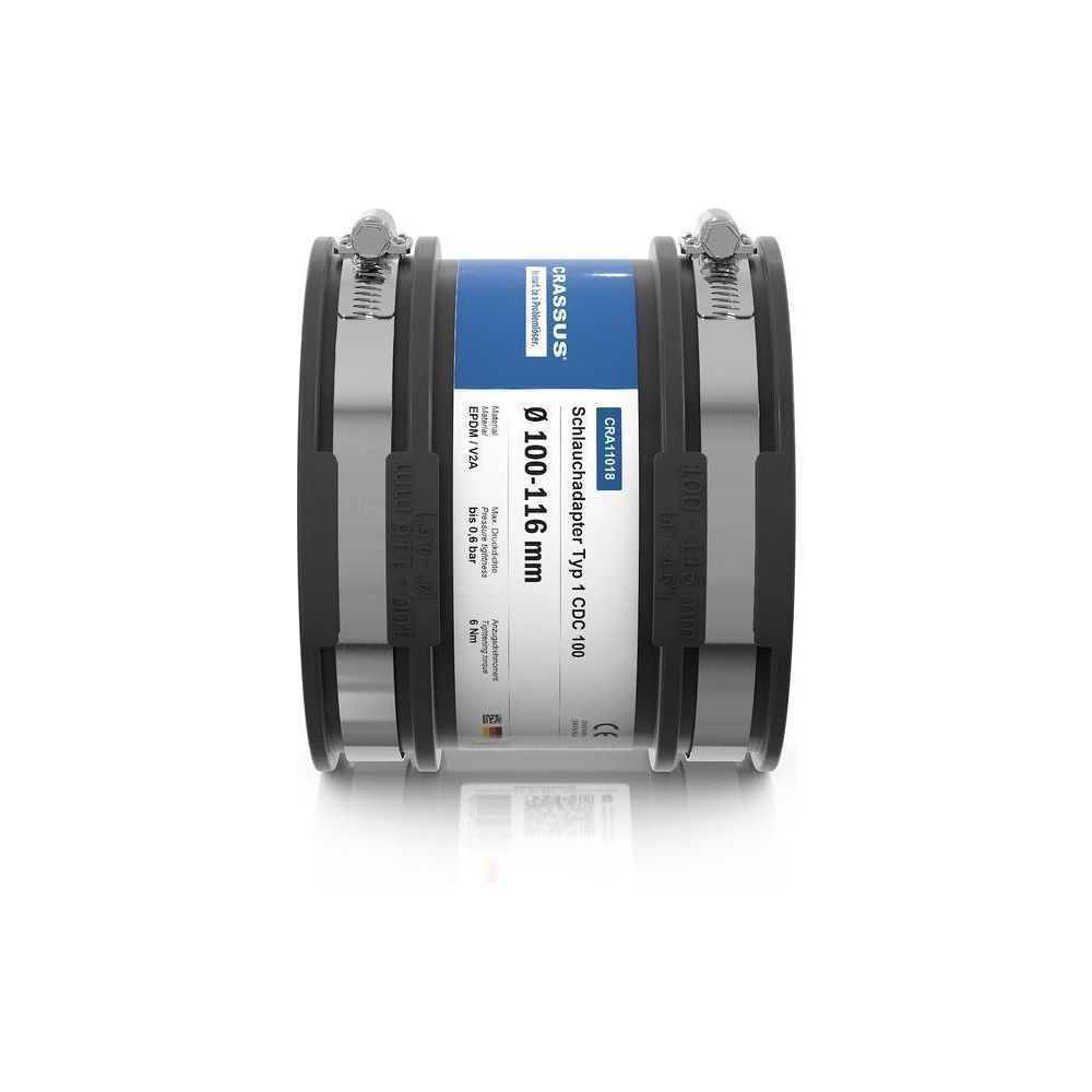 Crassus Schlauchadapter Typ 1 CDC 100, 100-116mm, 0,6 bar, EPDM/V2A, 120mm... CRASSUS-CRA11018 4260182340189 (Abb. 3)