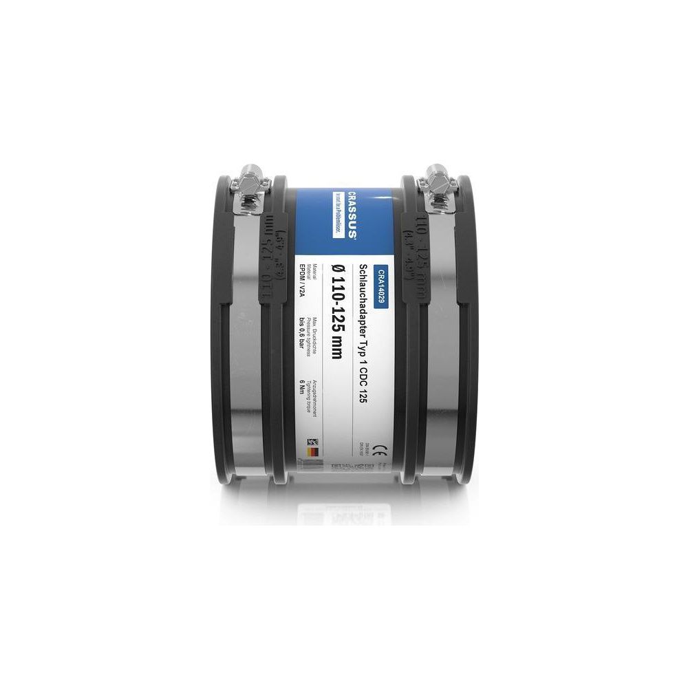 Crassus Schlauchadapter Typ 1 CDC 125, 110-125mm, 0,6 bar, EPDM/V2A, CRA14029... CRASSUS-CRA14029 4260182340295 (Abb. 3)