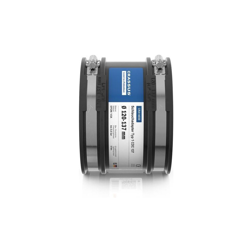 Crassus Schlauchadapter Typ 1 CDC 137, 120-137mm, 0,6 bar, EPDM/V2A, Gummi... CRASSUS-CRA14030 4260182340301 (Abb. 3)