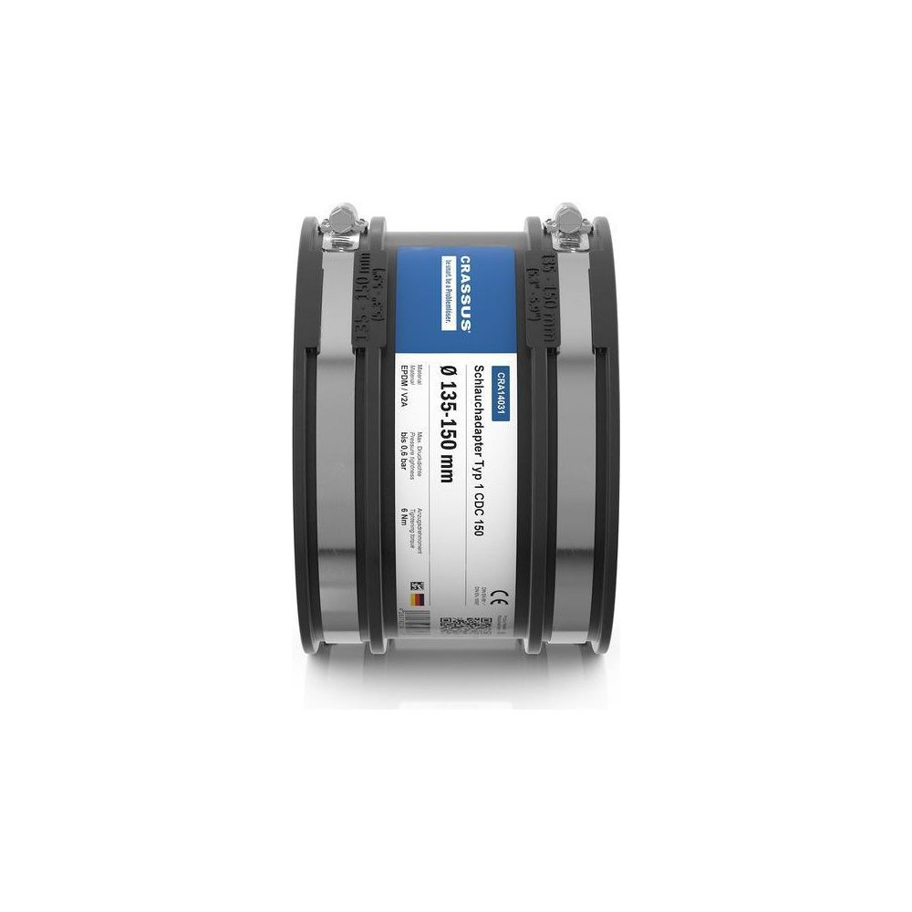 Crassus Schlauchadapter Typ 1 CDC 150, 135-150mm, 0,6 bar, EPDM/V2A, 120mm... CRASSUS-CRA14031 4260182340318 (Abb. 3)