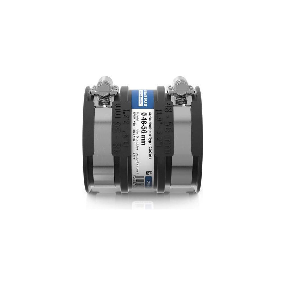 Crassus Schlauchadapter Typ 1 CDC 056, 48-56mm, 0,6 bar, EPDM/V2A, 80mm... CRASSUS-CRA14045 4260182342350 (Abb. 3)