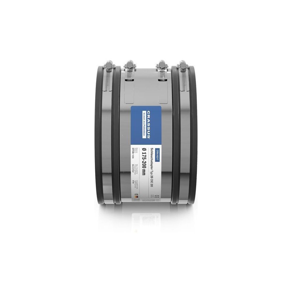 Crassus Schlauchadapter Typ 2B CSC 200, 175-200mm, 2,5 bar, EPDM/V2A, CRA16217... CRASSUS-CRA16217 4260182342176 (Abb. 3)