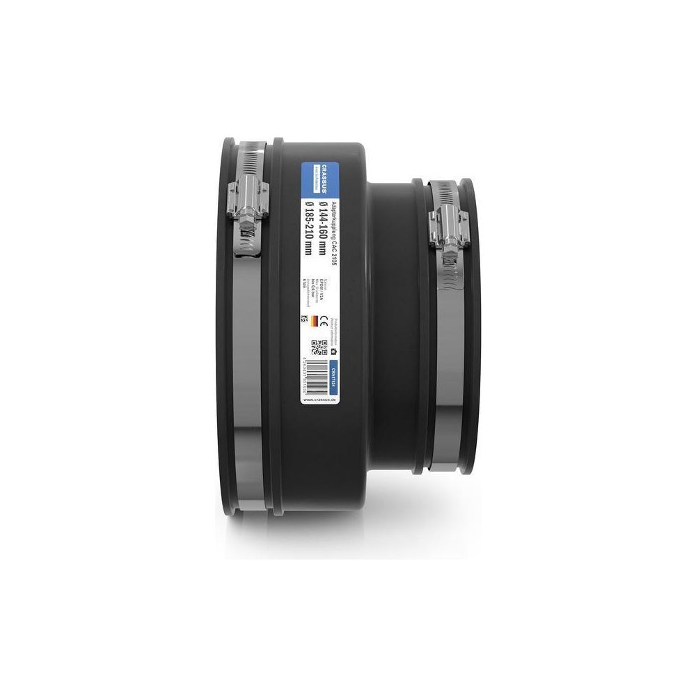 Crassus Adapterkupplung CAC 2105, 185-210mm auf 144-160mm, bis 0,6 bar, 150mm, EPDM/V... CRASSUS-CRA17424 4260431851930 (Abb. 3)