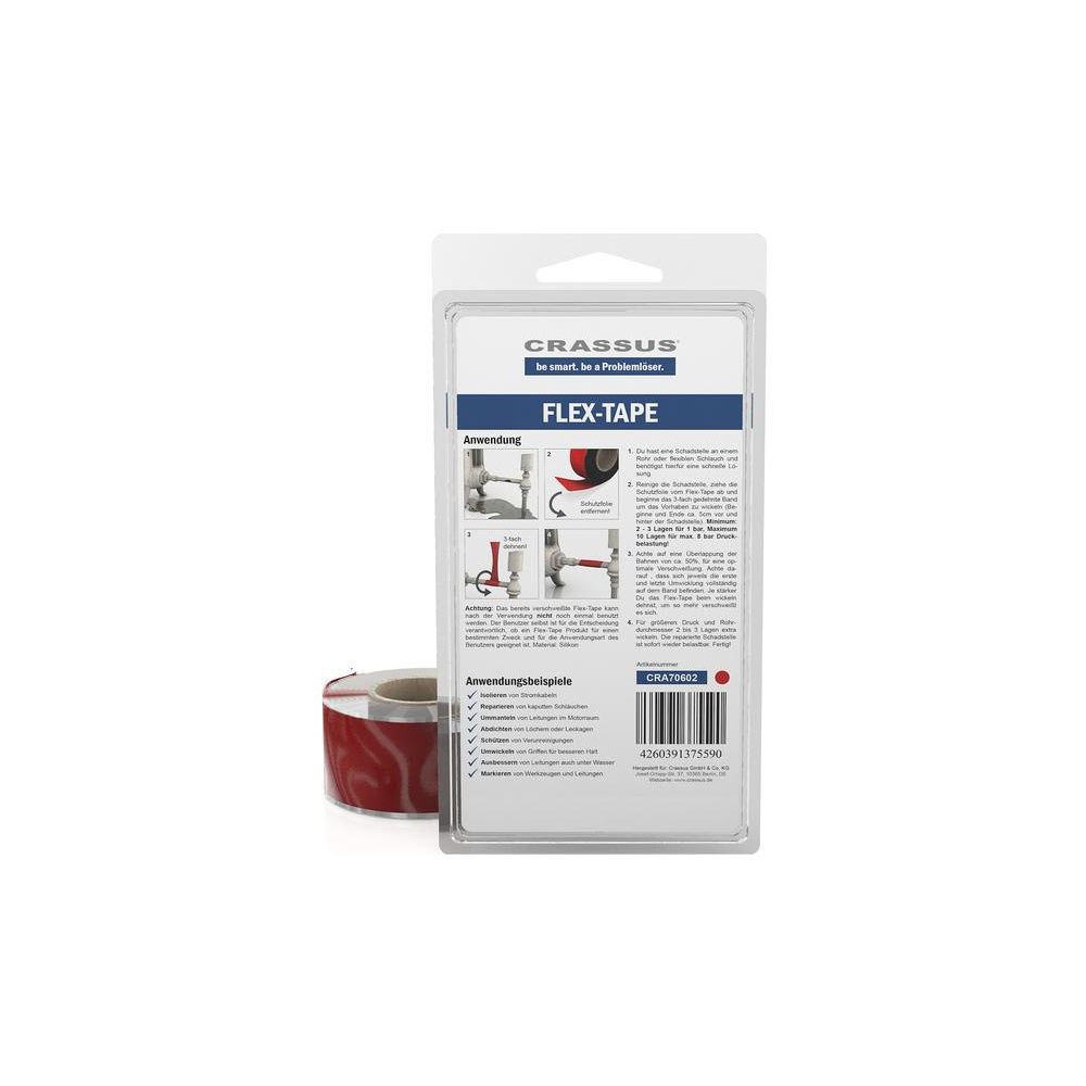 Crassus Reparaturband Flex-Tape, 25x3,5x0,7mm, Rot, CRA70602... CRASSUS-CRA70602 4260391375590 (Abb. 4)