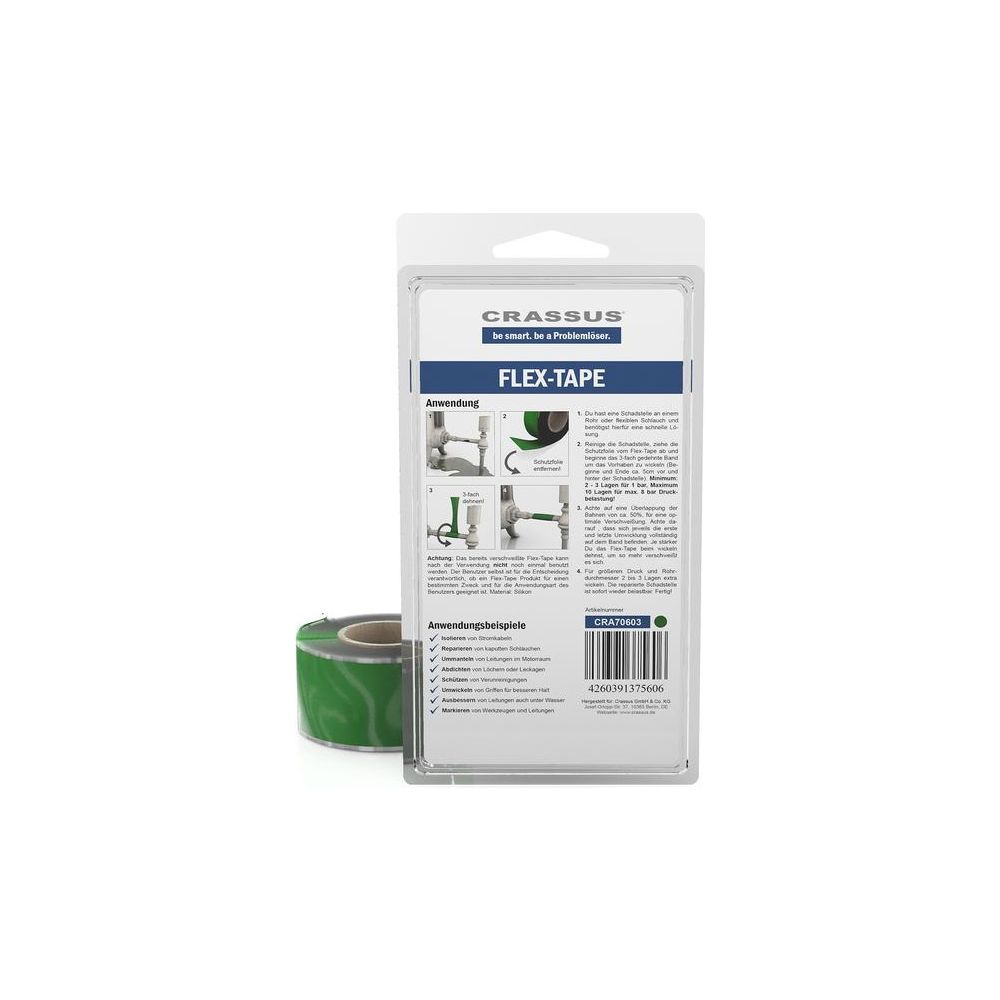 Crassus Reparaturband Flex-Tape, 25x3,5x0,7mm, Grün, CRA70603... CRASSUS-CRA70603 4260391375606 (Abb. 4)