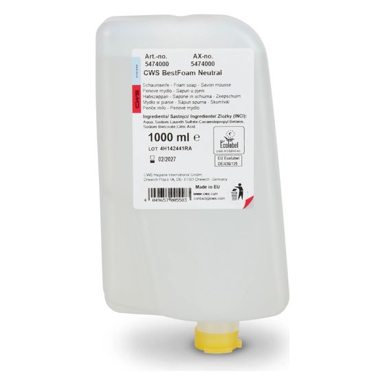 CWS BestFoam Neutral Seifencreme 1000ml, Handreiniger, 12 Stück